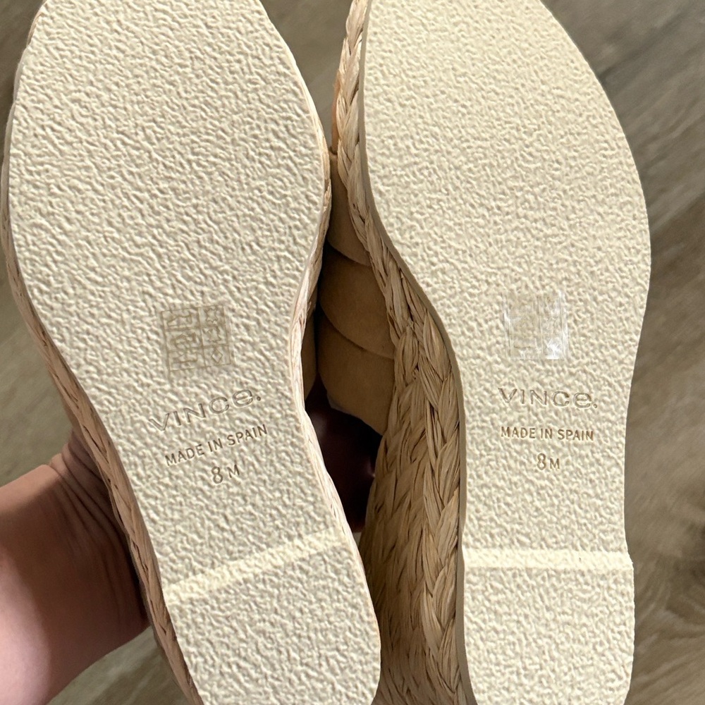 NEW [Vince] Gilian Suede Woven Wedge Heel Espadrille Padded Sandals Women’s 8 - Picture 11 of 13